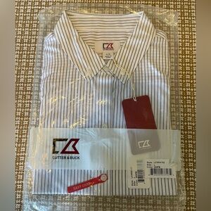 Cutter & Buck Women’s Long Sleeve Pin Striped Button Down Shirt Size Large